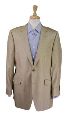 Custom Tailored Tan 100% Linen 2-Btn Blazer Jacket 44R